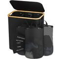 Black 145L Large CapacityFoldable Divided Laundry Hamper / Storage Basket