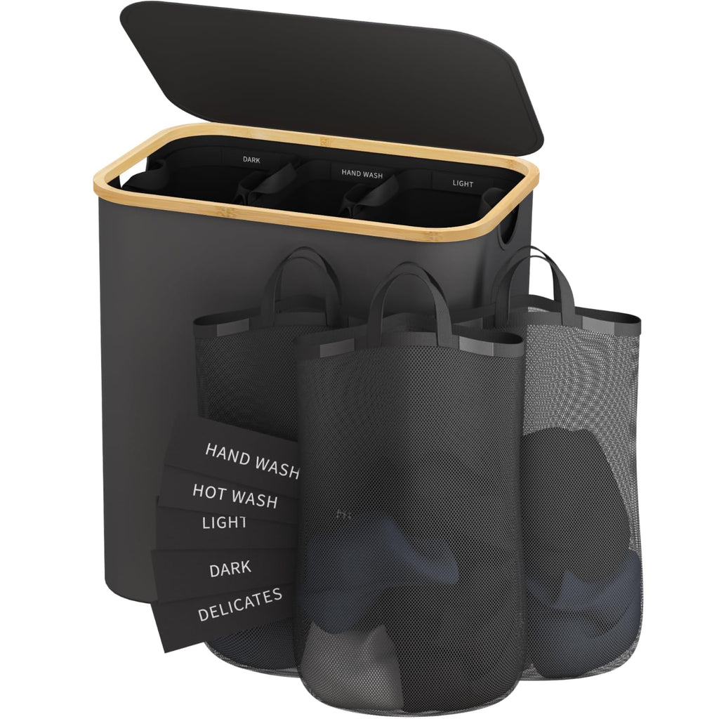 Dark Grey 160L Large Capacity Foldable Classified Laundry & Storage Basket