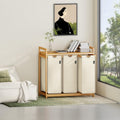 Beige Single-Tier Bamboo  Laundry Basket / Storage Hamper with 3 Drawers