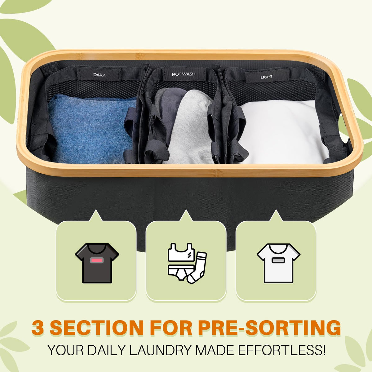 Dark Grey 160L Large Capacity Foldable Classified Laundry & Storage Basket