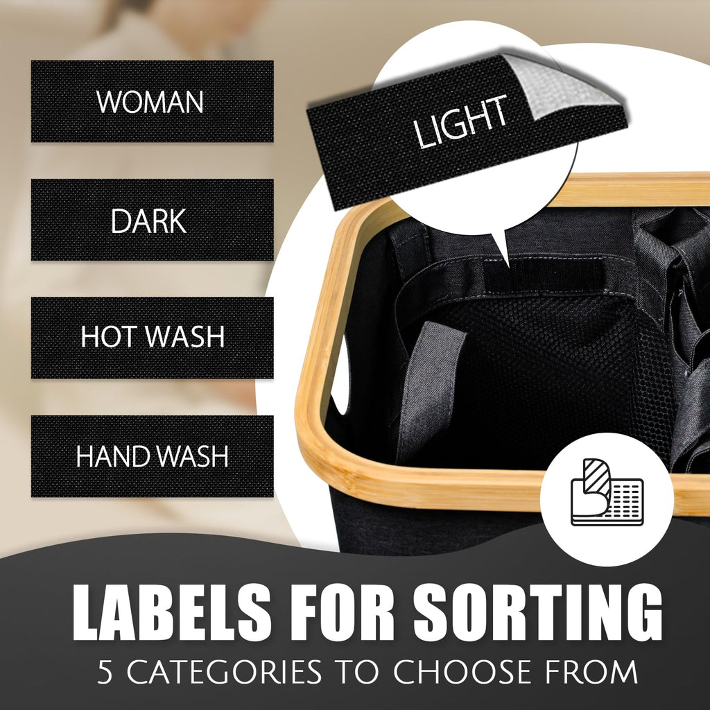 Black 160L Dual-Handle Foldable Classified Laundry & Storage Basket