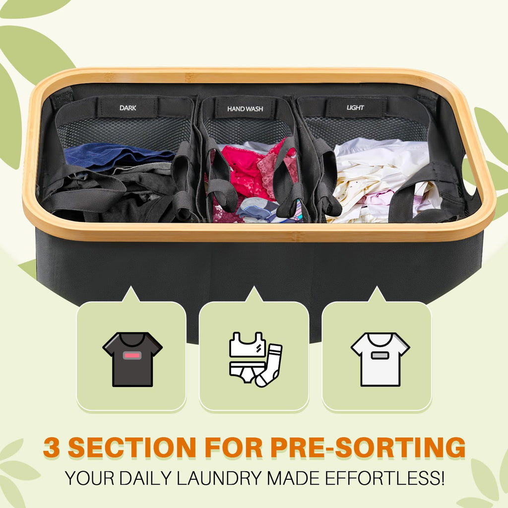 Dark Grey 145L Large Capacity Foldable Classified Laundry & Storage Basket