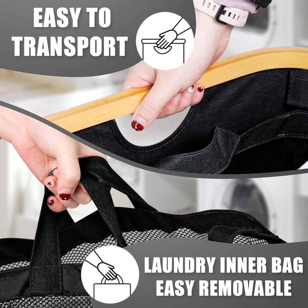 Black 160L Dual-Handle Foldable Classified Laundry & Storage Basket