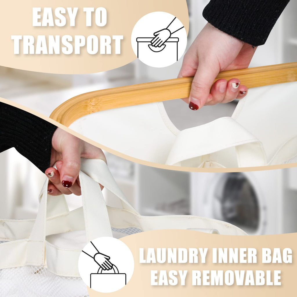 Beige 160L Dual-Handle Foldable Classified Laundry & Storage Basket