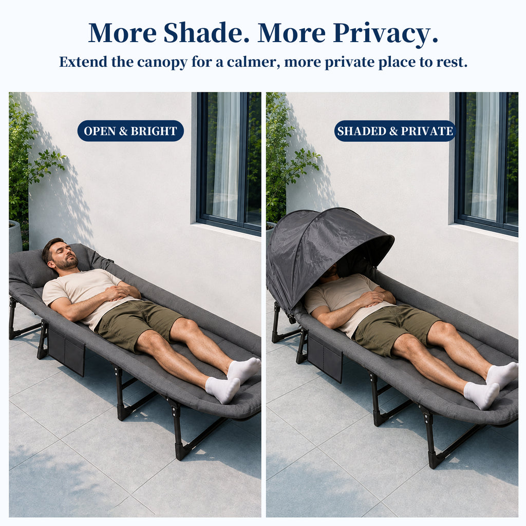 Camping cot with canopy