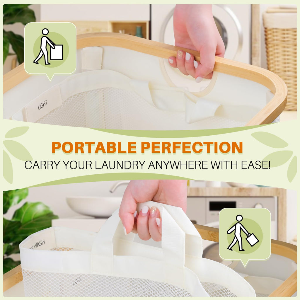 Beige 160L Large Capacity Foldable Classified Laundry & Storage Basket