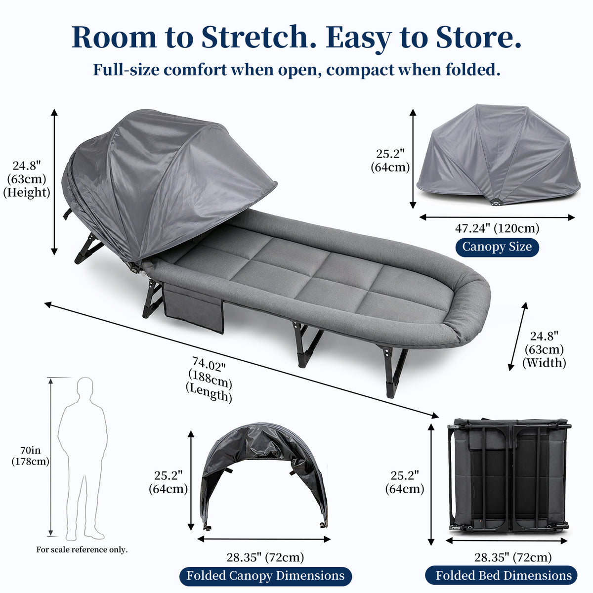 Camping cot with canopy