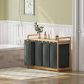 Single-Tier Grey Bamboo Laundry Basket & Storage Rack