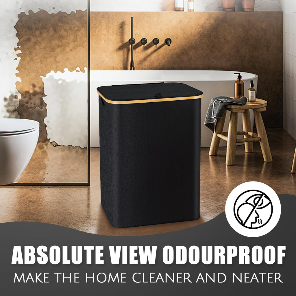 Black 160L Dual-Handle Foldable Classified Laundry & Storage Basket