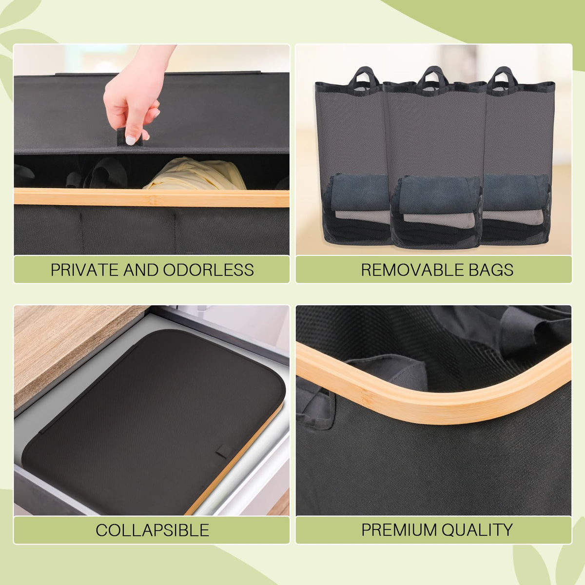 Dark Grey 160L Large Capacity Foldable Classified Laundry & Storage Basket
