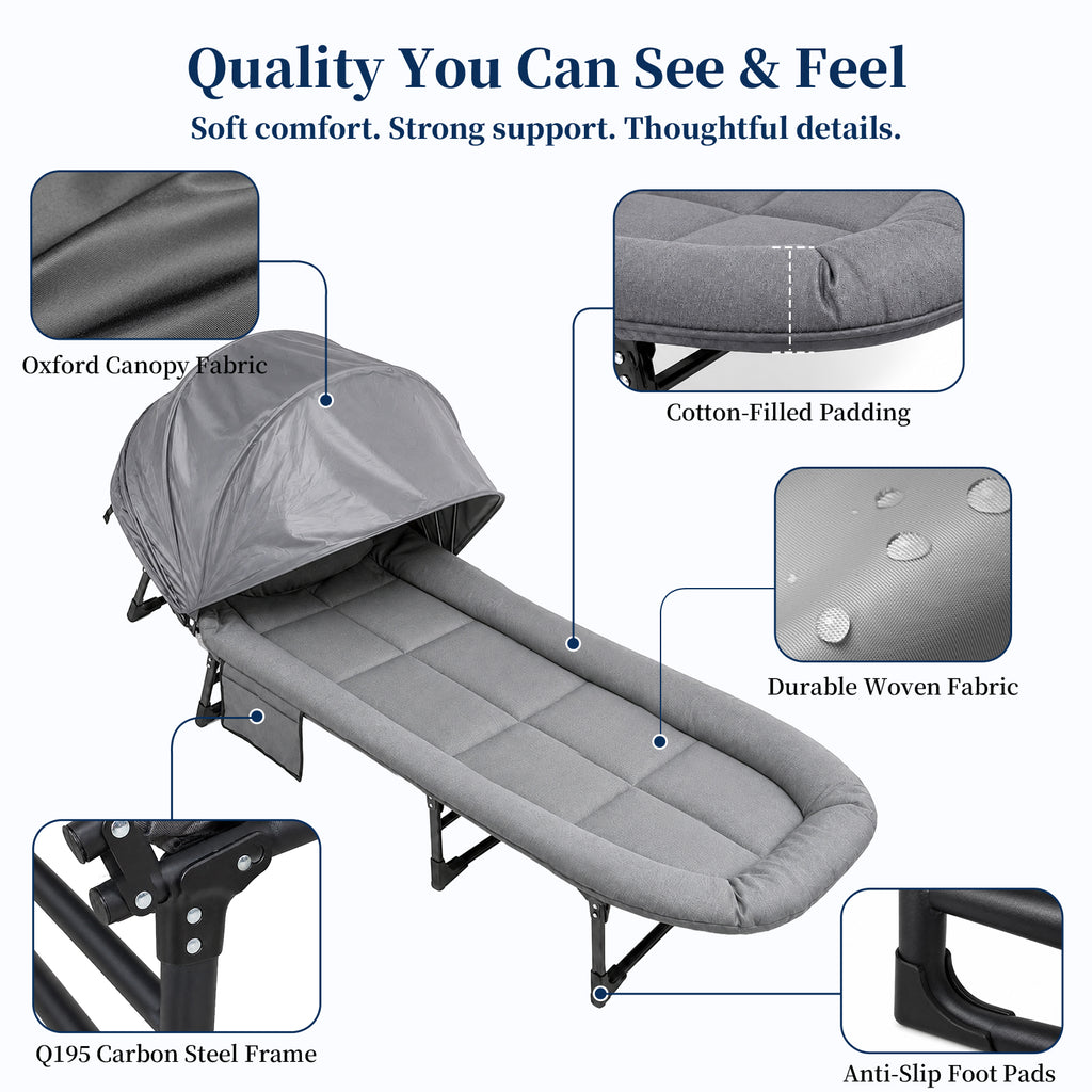 Camping cot with canopy