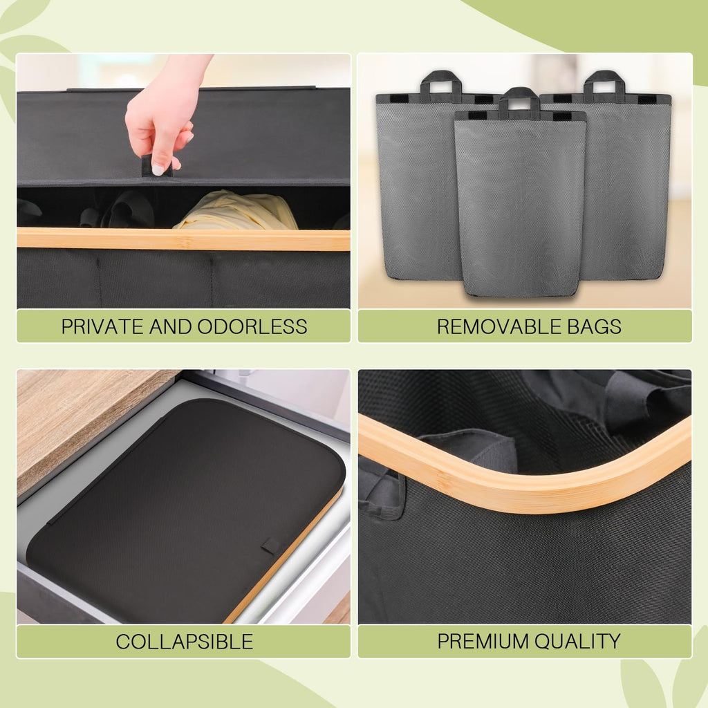 Dark Grey 145L Large Capacity Foldable Classified Laundry & Storage Basket