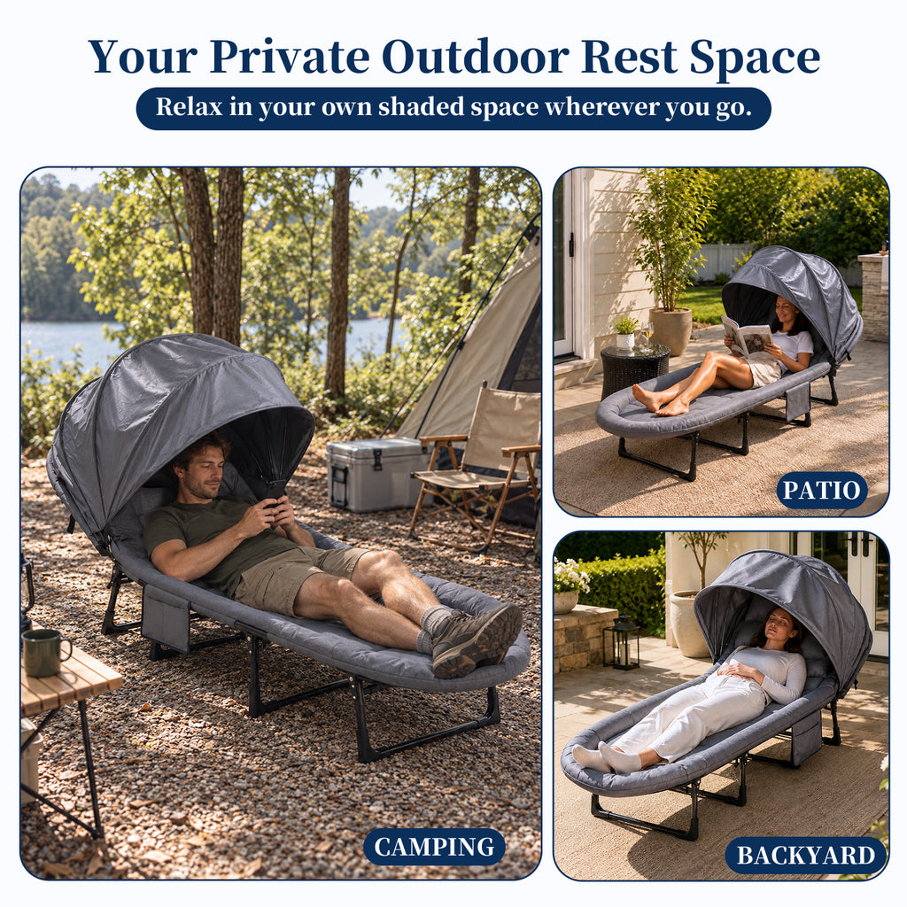 Camping cot with canopy
