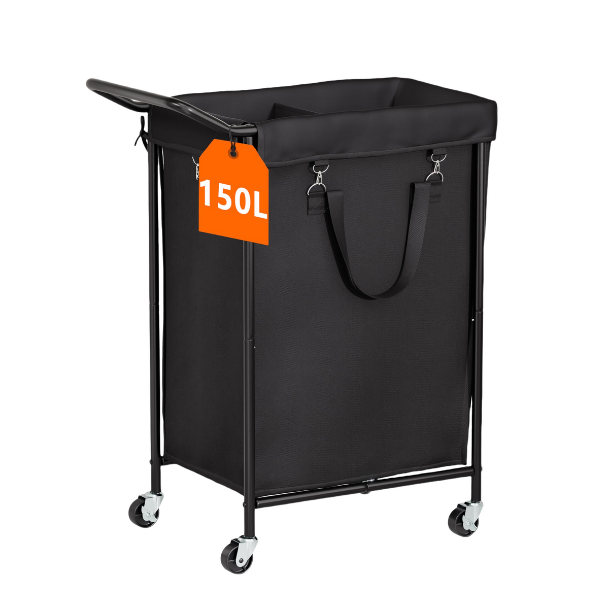 Black 150L Extra-Large Capacity Wheeled Laundry Basket