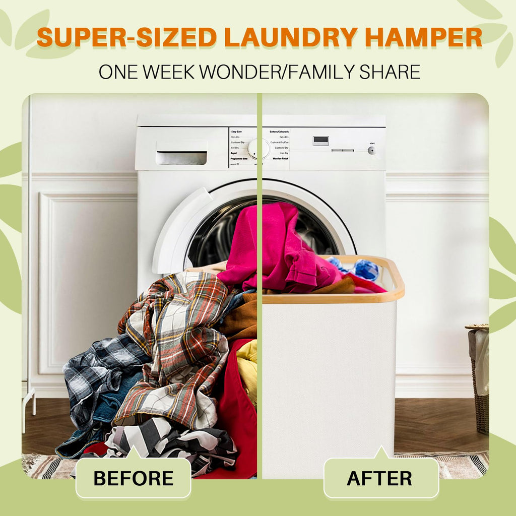 Beige 145L Large Capacity Foldable Classified Laundry & Storage Basket