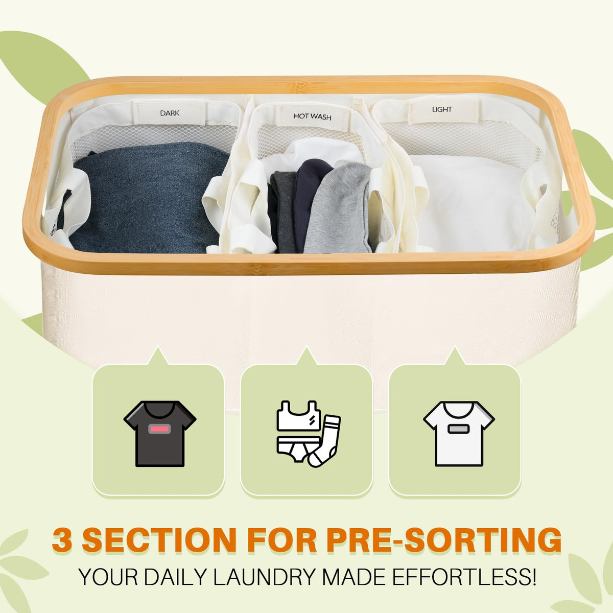 Beige 145L Large Capacity Foldable Classified Laundry & Storage Basket