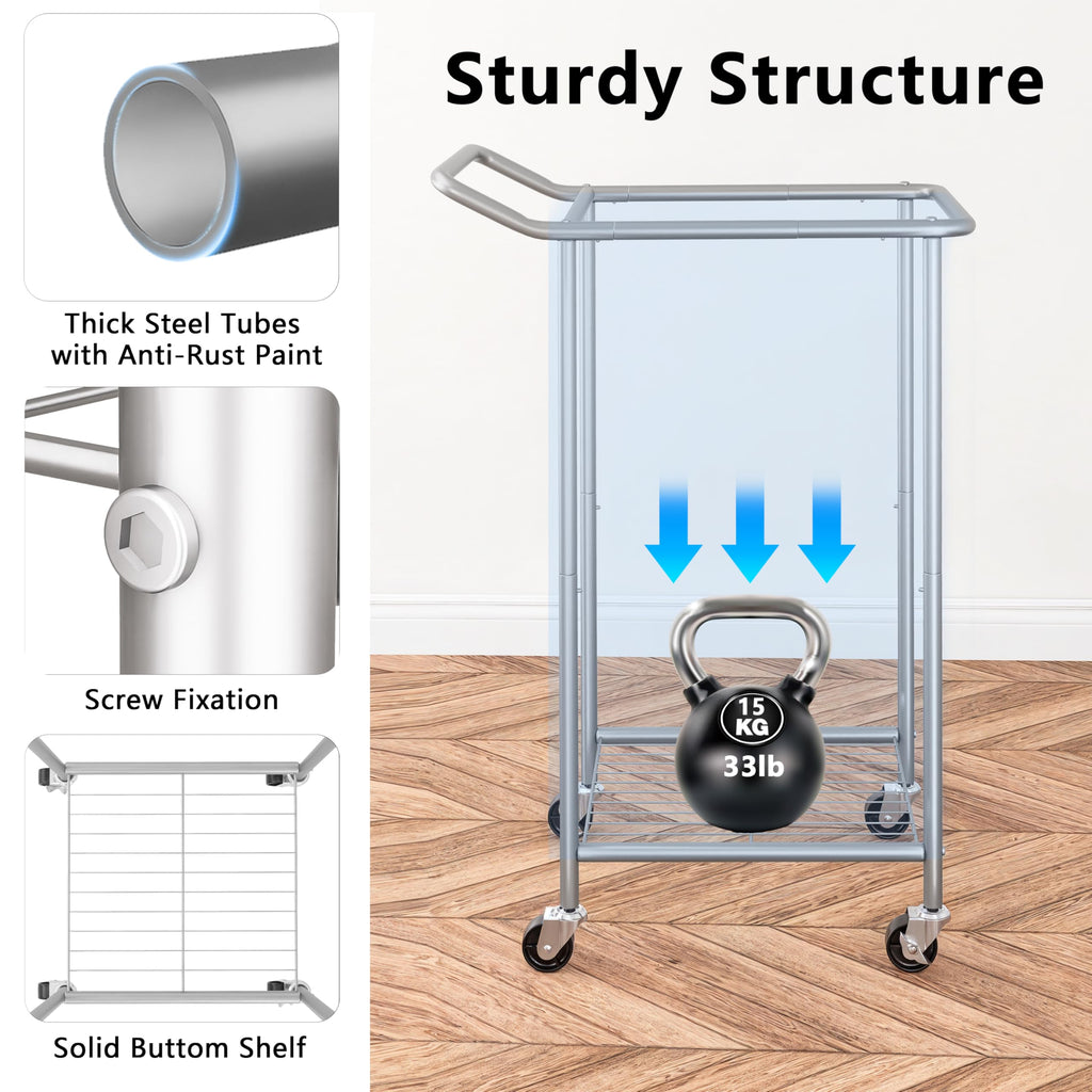 Beige 110L Large Capacity Wheeled Laundry Basket