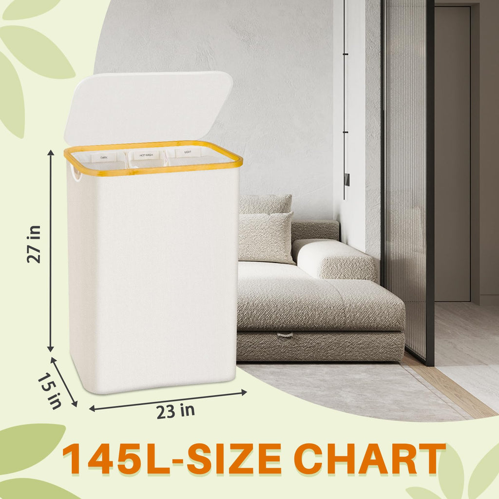 Beige 145L Large Capacity Foldable Classified Laundry & Storage Basket